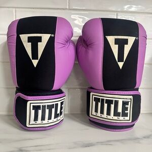 Title Boxing Gloves- GEL Lined- Unisex- Large- Purple and Black Gloves
